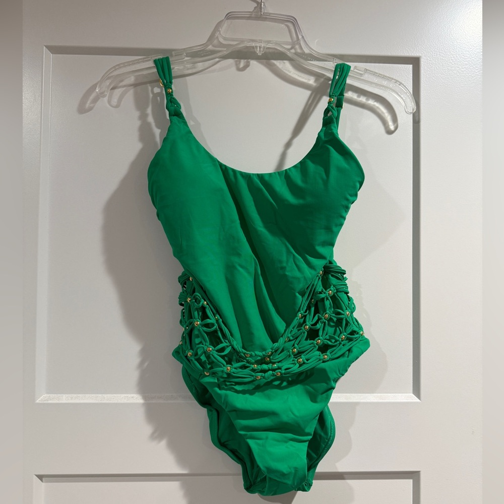 PQ Swim Beaded One Piece in Seaweed